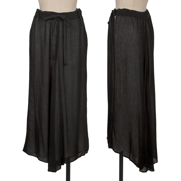 Y's Ribbed Waist Switching Layered Skirt Black,White 2 K-172575_001