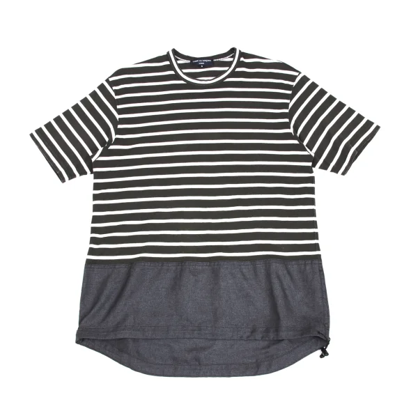 COMME des GARCONS HOMME Drawstring Hem Striped T-shirt Charcoal,White S K-172579_001