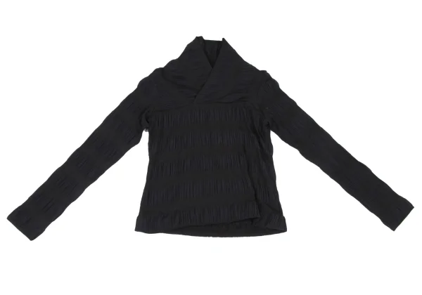 gigli Poly Cotton Gather Striped Switching Top K-172586_002