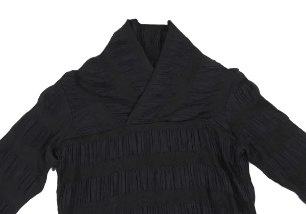 gigli Poly Cotton Gather Striped Switching Top K-172586_003