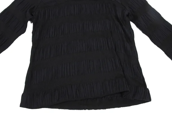 gigli Poly Cotton Gather Striped Switching Top K-172586_008