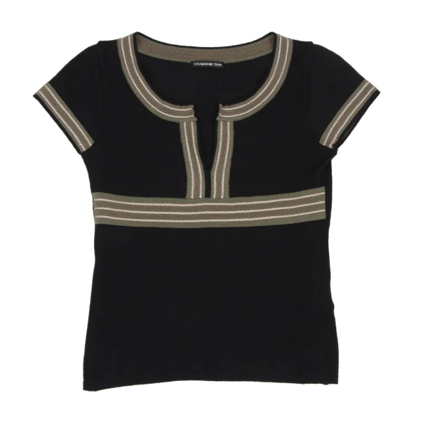 VIVIENNETAM Rayon Blend Skipper Neck Knit Top K-172587_002