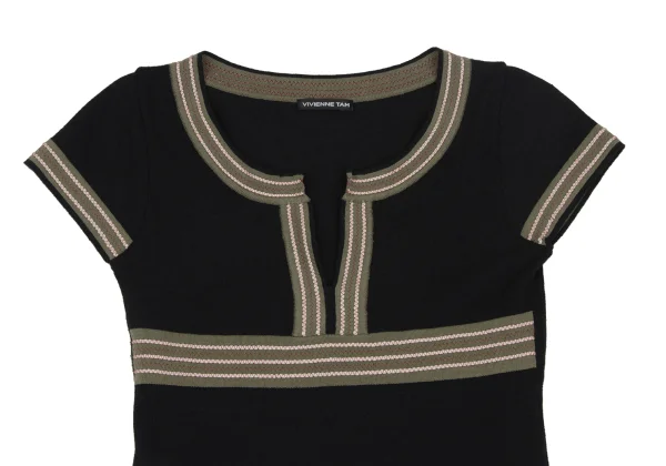 VIVIENNETAM Rayon Blend Skipper Neck Knit Top K-172587_003