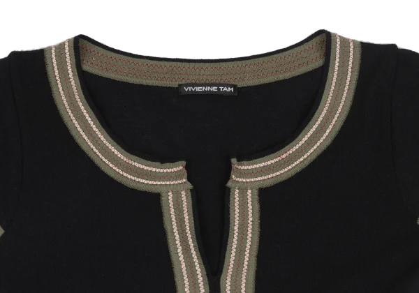 VIVIENNETAM Rayon Blend Skipper Neck Knit Top K-172587_004