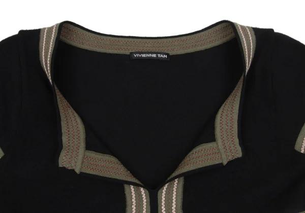 VIVIENNETAM Rayon Blend Skipper Neck Knit Top K-172587_005