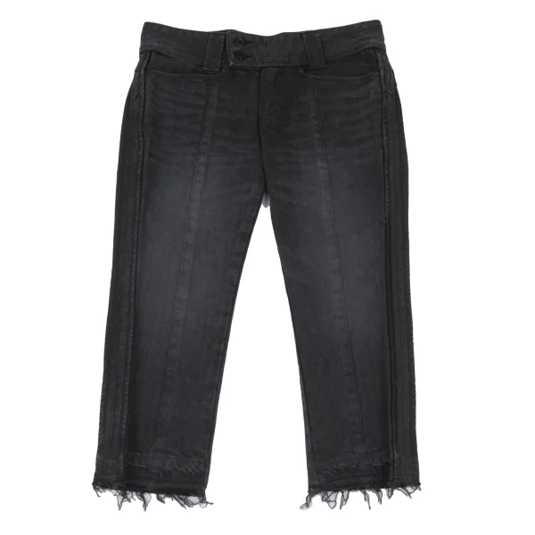 VIVIENNETAM Hem Cutting Piping Design Cropped Jeans Black XS K-172588_001