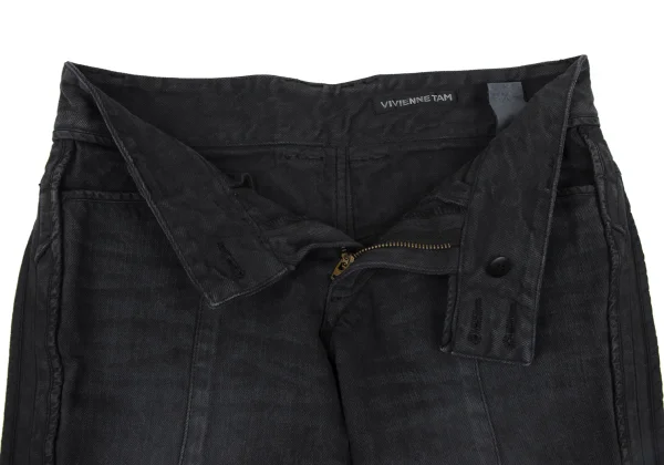 VIVIENNETAM Hem Cutting Piping Design Cropped Jeans K-172588_005