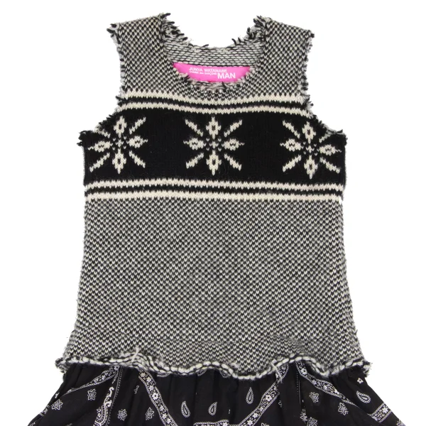 JUNYA WATANABE MAN PINK COMME des GARCONS Paisley Hem Panel Nordic Knit Dress K-172614_003