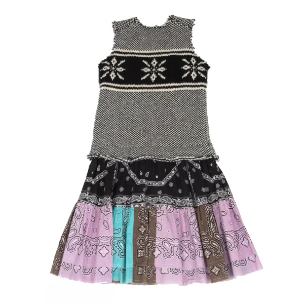 JUNYA WATANABE MAN PINK COMME des GARCONS Paisley Hem Panel Nordic Knit Dress K-172614_017