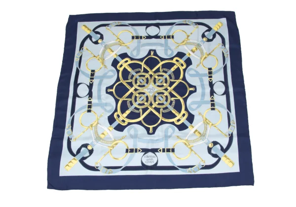 HERMÈS Carré 90 Éperon d’Or Golden Spurs Silk Scarf K-172619_009