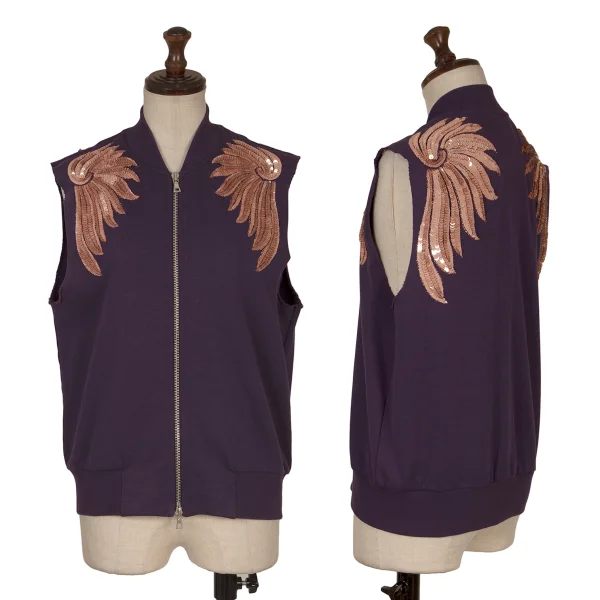 DRIES VAN NOTEN Sequin Wing Sleeveless Vest Purple XS K-172624_001