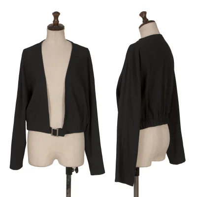 Y's Wool Cotton Belted Collarless Jacket