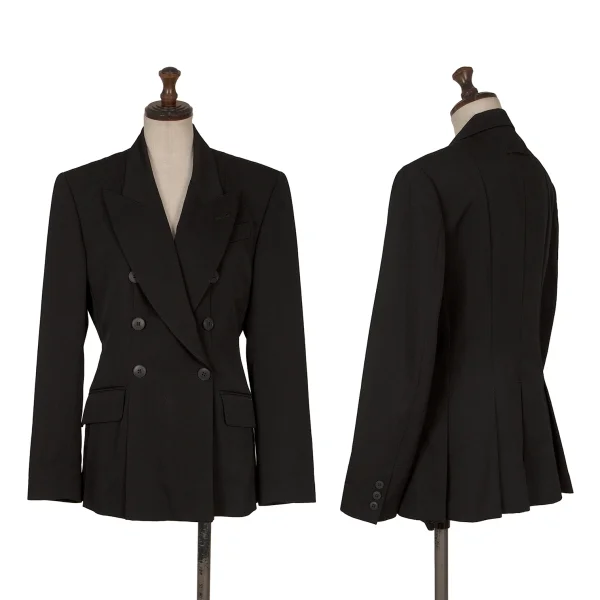Jean Paul GAULTIER FEMME Wool Back Pleats Double Breasted Jacket Black 40 K-172627_001