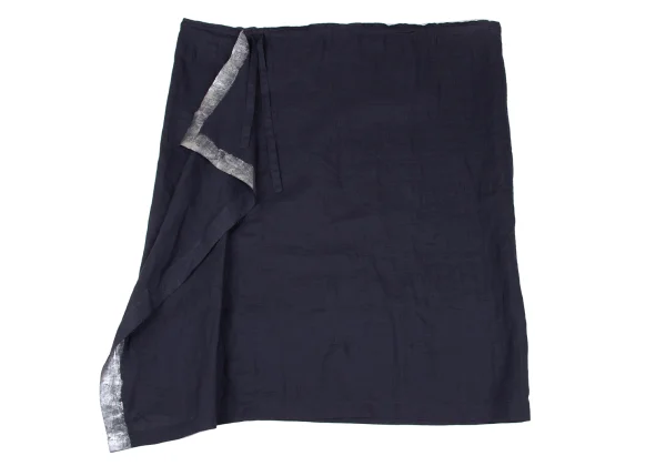 Yohji Yamamoto FEMME Foil Print Draped Wide Waist Linen Skirt K-172628_002