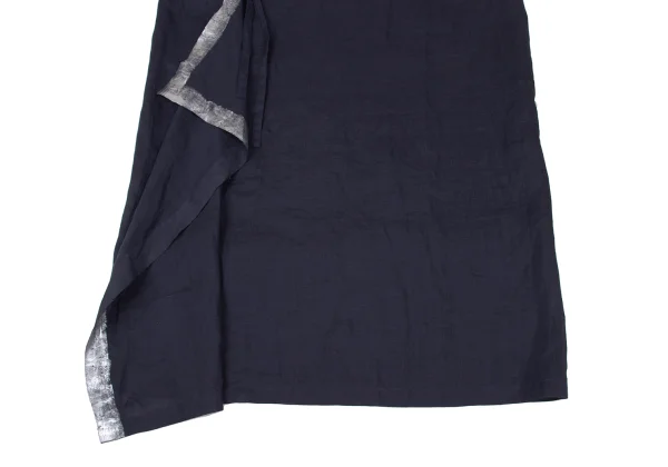 Yohji Yamamoto FEMME Foil Print Draped Wide Waist Linen Skirt K-172628_010
