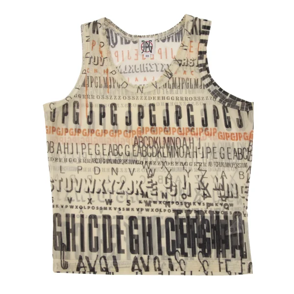 JPG by GAULTIER Logo Alphabet Print Mesh Tank Top K-172633_002