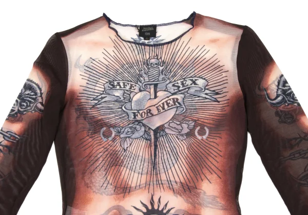 Jean Paul GAULTIER FEMME Tattoo Print Mesh Tops K-172634_003