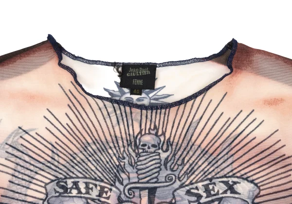 Jean Paul GAULTIER FEMME Tattoo Print Mesh Tops K-172634_004