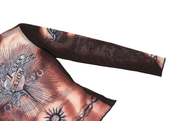 Jean Paul GAULTIER FEMME Tattoo Print Mesh Tops K-172634_006