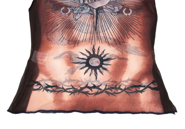 Jean Paul GAULTIER FEMME Tattoo Print Mesh Tops K-172634_011