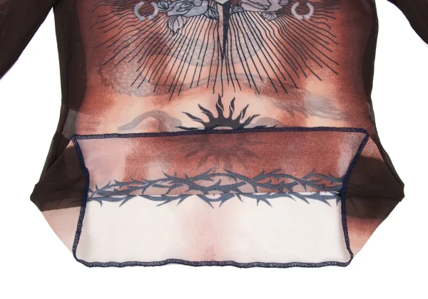 Jean Paul GAULTIER FEMME Tattoo Print Mesh Tops K-172634_013