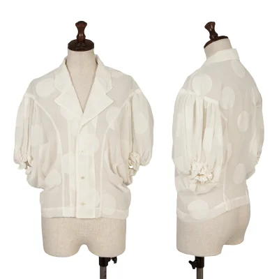 COMME des GARCONS Flock Dot Gathered Shoulder Sheer Shirt Jacket