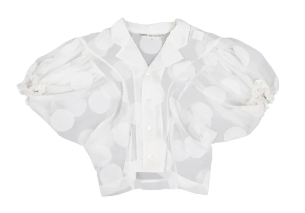 COMME des GARCONS Flock Dot Gathered Shoulder Sheer Shirt Jacket K-172636_002