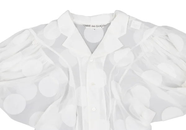 COMME des GARCONS Flock Dot Gathered Shoulder Sheer Shirt Jacket K-172636_003