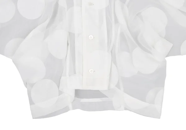 COMME des GARCONS Flock Dot Gathered Shoulder Sheer Shirt Jacket K-172636_007
