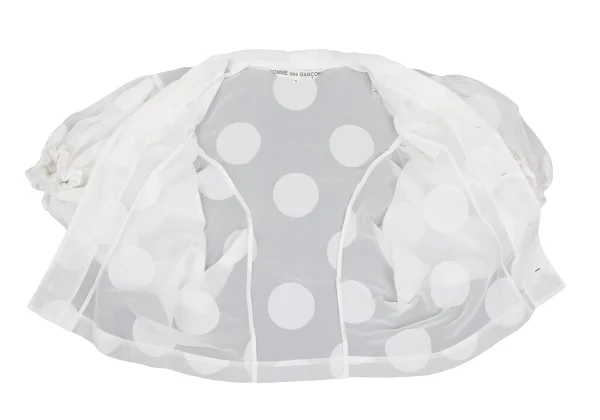 COMME des GARCONS Flock Dot Gathered Shoulder Sheer Shirt Jacket K-172636_009