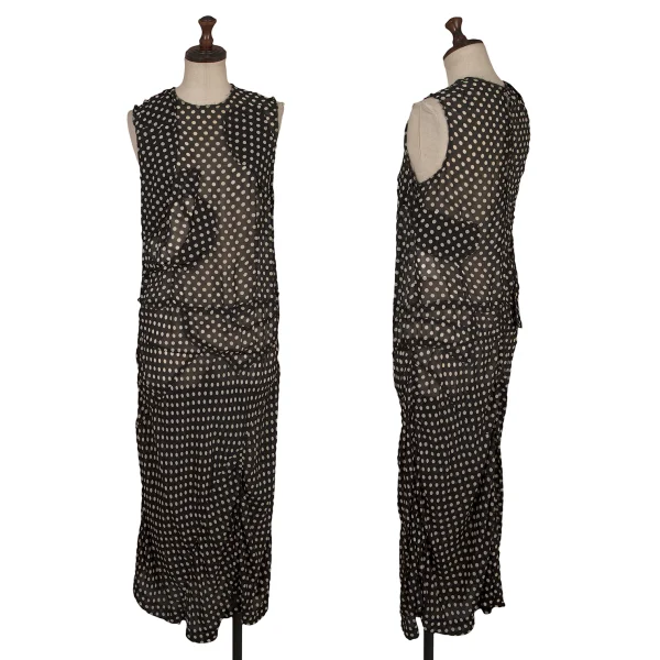 COMME des GARCONS Polka Dot Print Switching Sheer Sleeveless Dress Black,White XS K-172637_001