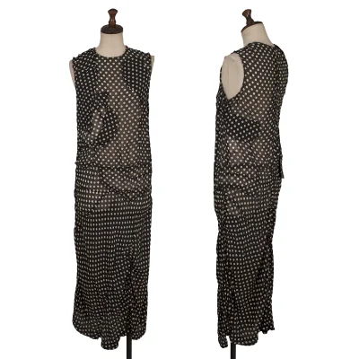 COMME des GARCONS Polka Dot Print Switching Sheer Sleeveless Dress