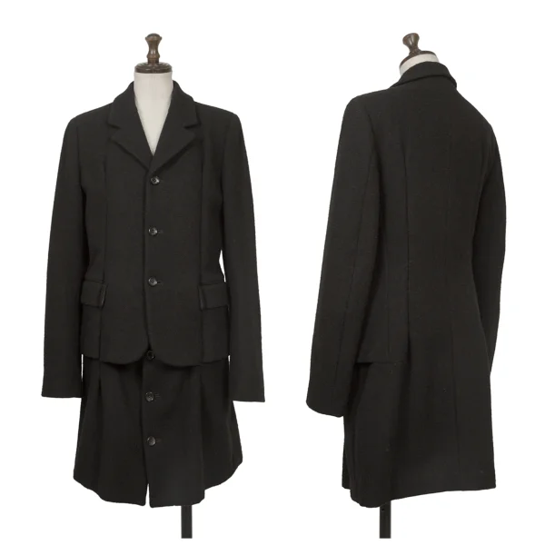 COMME des GARCONS Wool Mossa Hem Layered Jacket Black M K-172640_001
