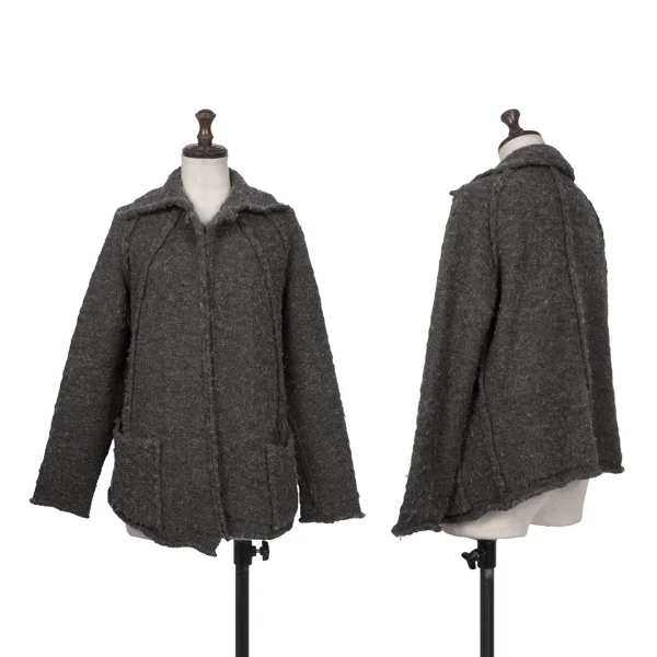 Y's Tuck Wool Knit Jacket Grey 2 K-172643_001
