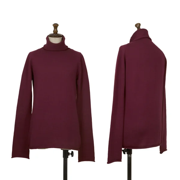 Y's Wool Turtle Neck Knit Sweater Bordeaux 3 K-172646_001