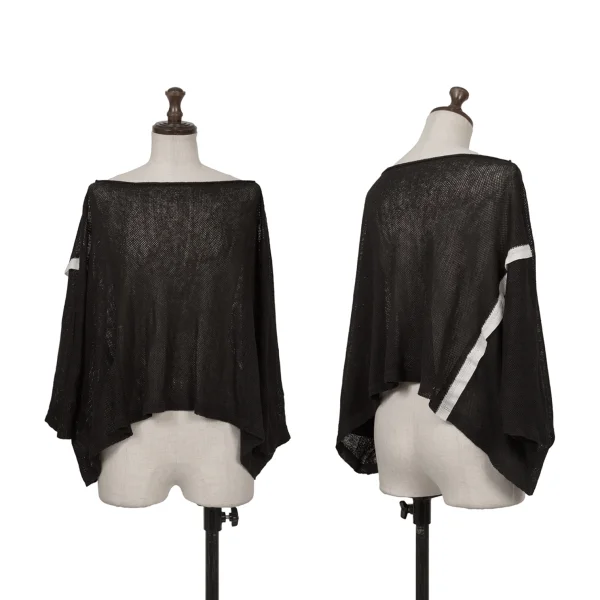 Y's Linen Tab Line Dolman Knit Top Black 2 K-172647_001