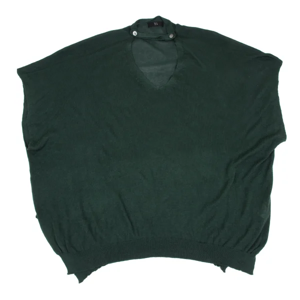 Y's Neck Button Cotton Silk Knit Top K-172648_002