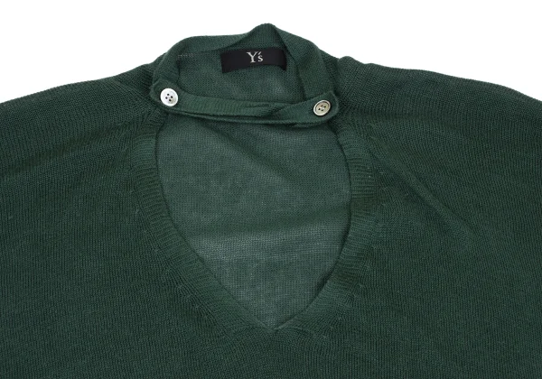 Y's Neck Button Cotton Silk Knit Top K-172648_004