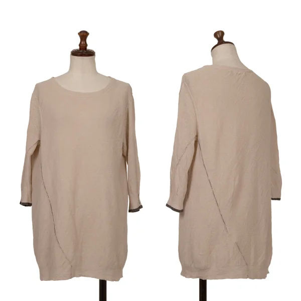 Y's Hemp Cotton Twisted Knit Top Beige 2 K-172649_001