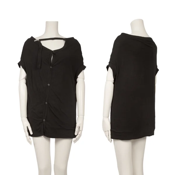 Y's Cotton Jersey Snap Button Vest Black 4 K-172652_001