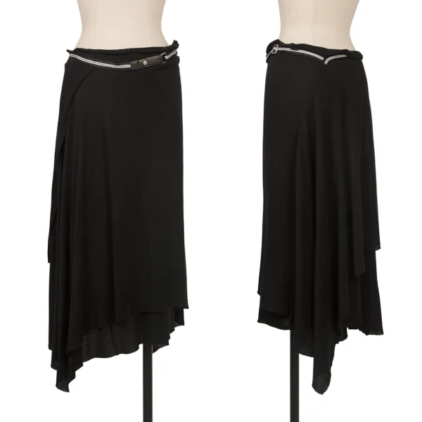 ISSEY MIYAKE Cut-off Layered Belted Skirt Black 2 K-172656_001