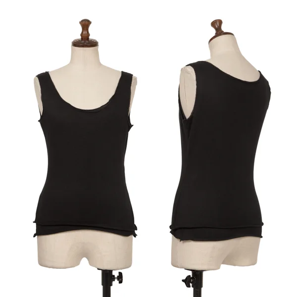 ISSEY MIYAKE Cut-off Layered Tank Top Black 2 K-172657_001