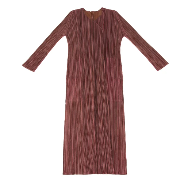 PLEATS PLEASE Shiny Pleats Bicolor Buttonless Long Cardigan K-172660_002