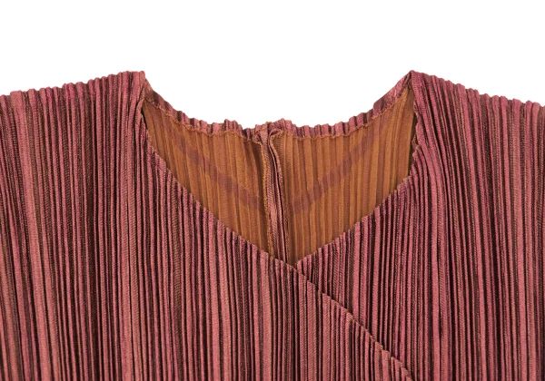 PLEATS PLEASE Shiny Pleats Bicolor Buttonless Long Cardigan K-172660_004