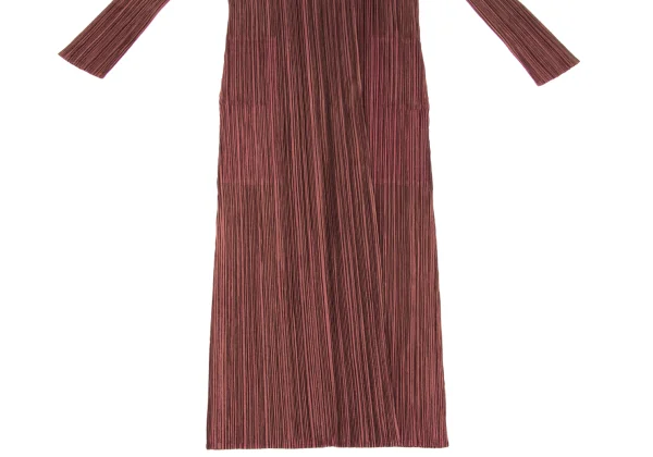 PLEATS PLEASE Shiny Pleats Bicolor Buttonless Long Cardigan K-172660_008