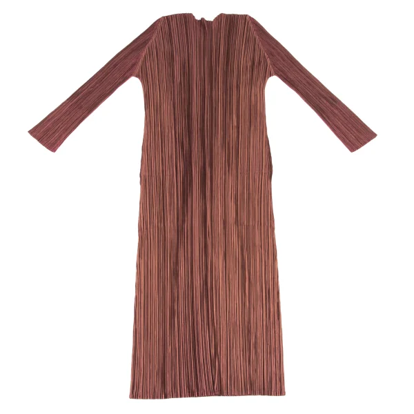 PLEATS PLEASE Shiny Pleats Bicolor Buttonless Long Cardigan K-172660_011
