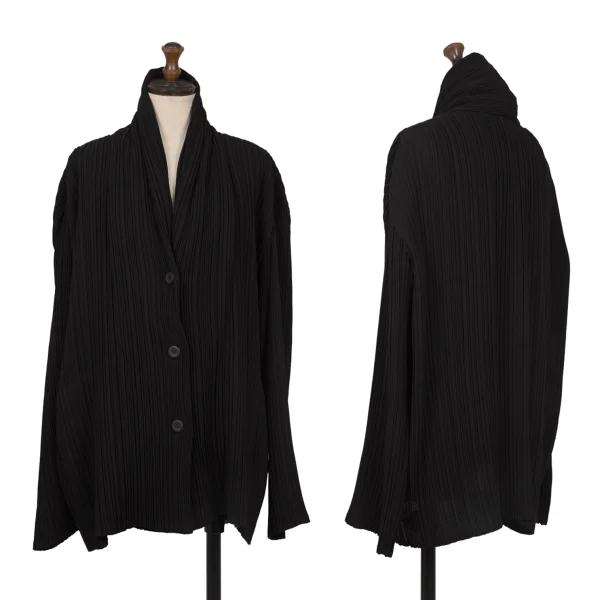 ISSEY MIYAKE Pleats Shawl Collar Jacket Black 2 K-172662_001