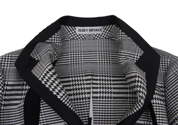 ISSEY MIYAKE Poly Blend Pleats Switching Glen Check Jacquard Jacket K-172666_005