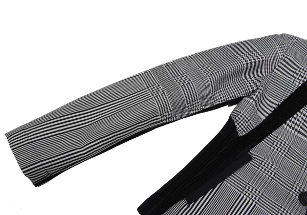 ISSEY MIYAKE Poly Blend Pleats Switching Glen Check Jacquard Jacket K-172666_007