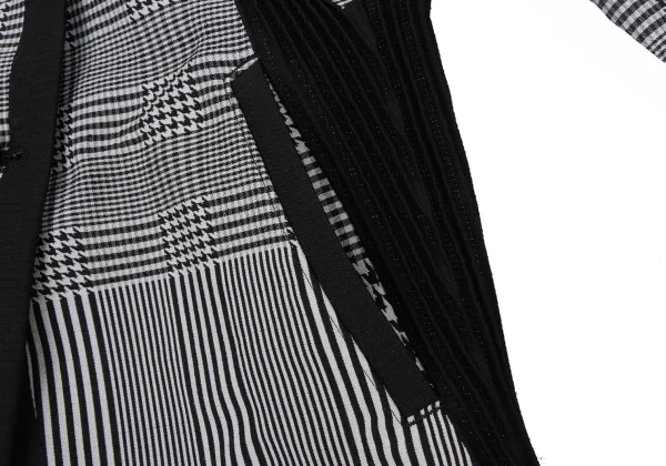ISSEY MIYAKE Poly Blend Pleats Switching Glen Check Jacquard Jacket K-172666_011
